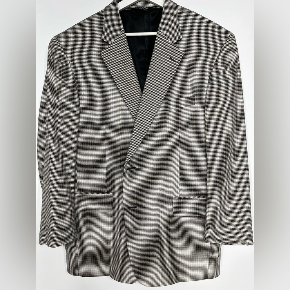 Jos A bank houndstooth single breasted jacket tan gray size 44R